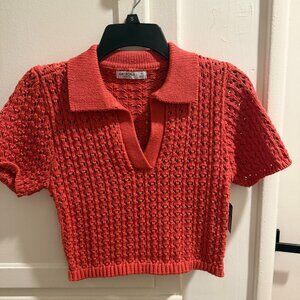 Coral Colored Knit Polo!